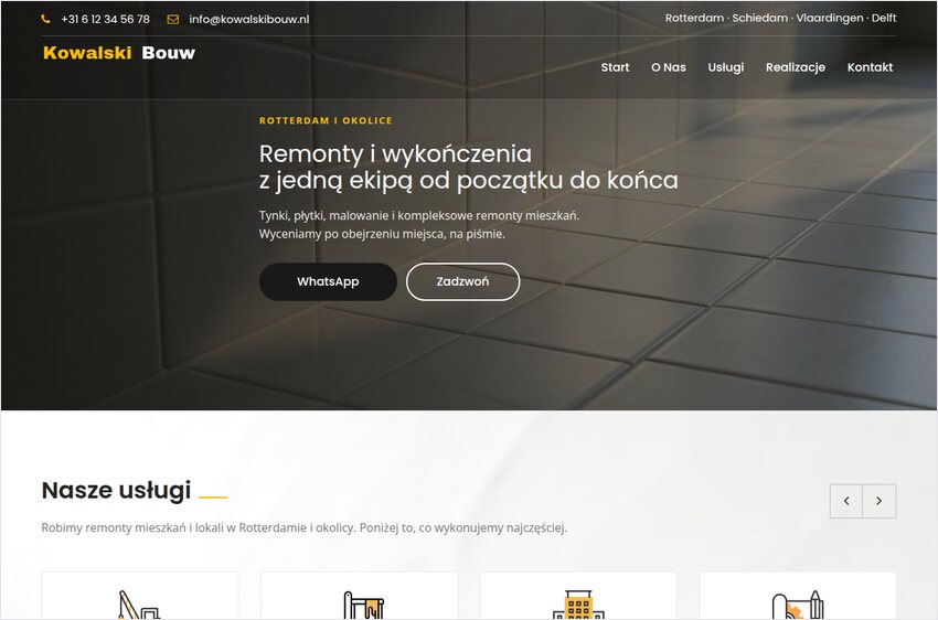 Wzór strony firmy remontowej